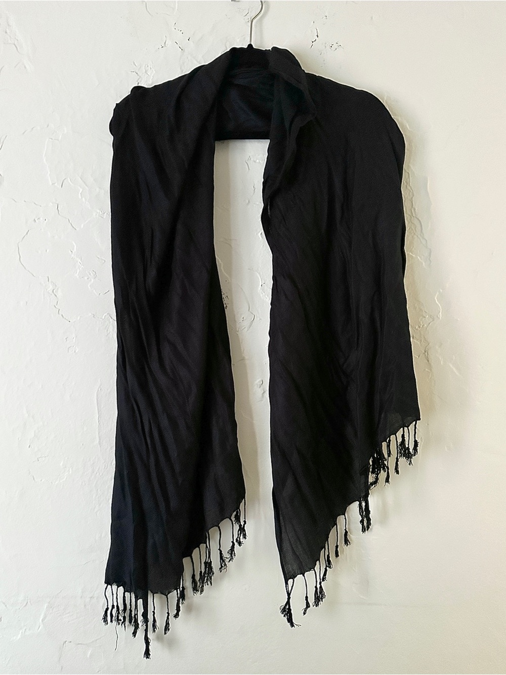 Black Semi-Sheer Scarf with Sheen